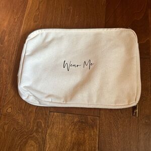 Cream 100% cotton Pouch / Packing Cube with 'Wear Me / Wash Me’ Text